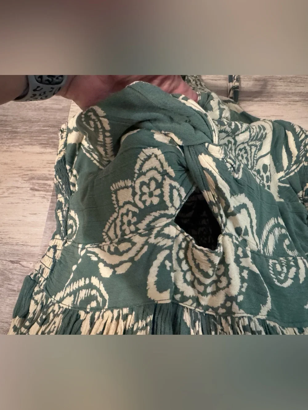 Angie Teal/green and Cream Floral Maxi Dress - Picture 4 of 8